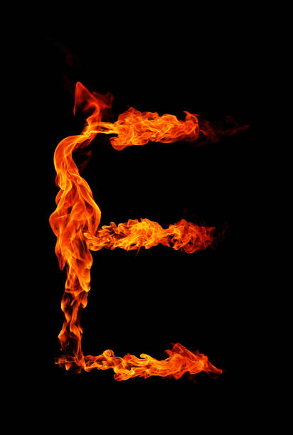 Fire letter E of burning flame. Fire letter E of burning flame. fonts point photos stock pictures, royalty-free photos & images