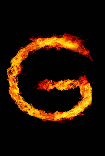 Fire letter G of burning flame. Fire letter G of burning flame. fonts point photos stock pictures, royalty-free photos & images