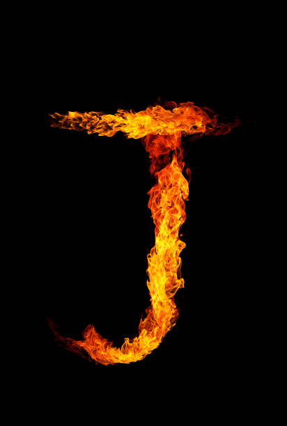 Fire letter J of burning flame. Fire letter J of burning flame. fonts point photos stock pictures, royalty-free photos & images