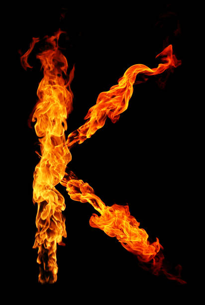 Fire letter K of burning flame. Fire letter K of burning flame. fonts point photos stock pictures, royalty-free photos & images