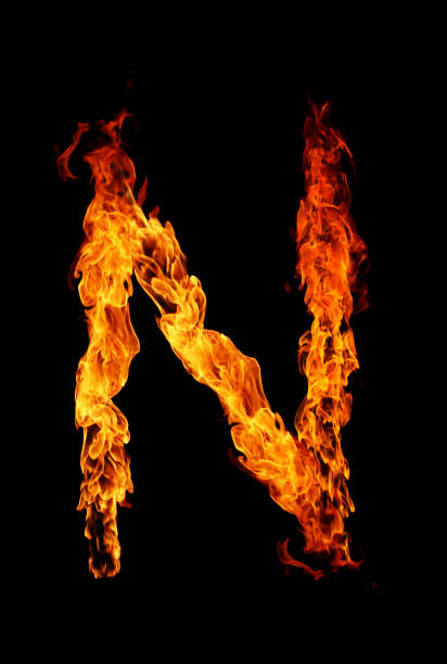Fire letter N of burning flame. Fire letter N of burning flame. fonts point photos stock pictures, royalty-free photos & images