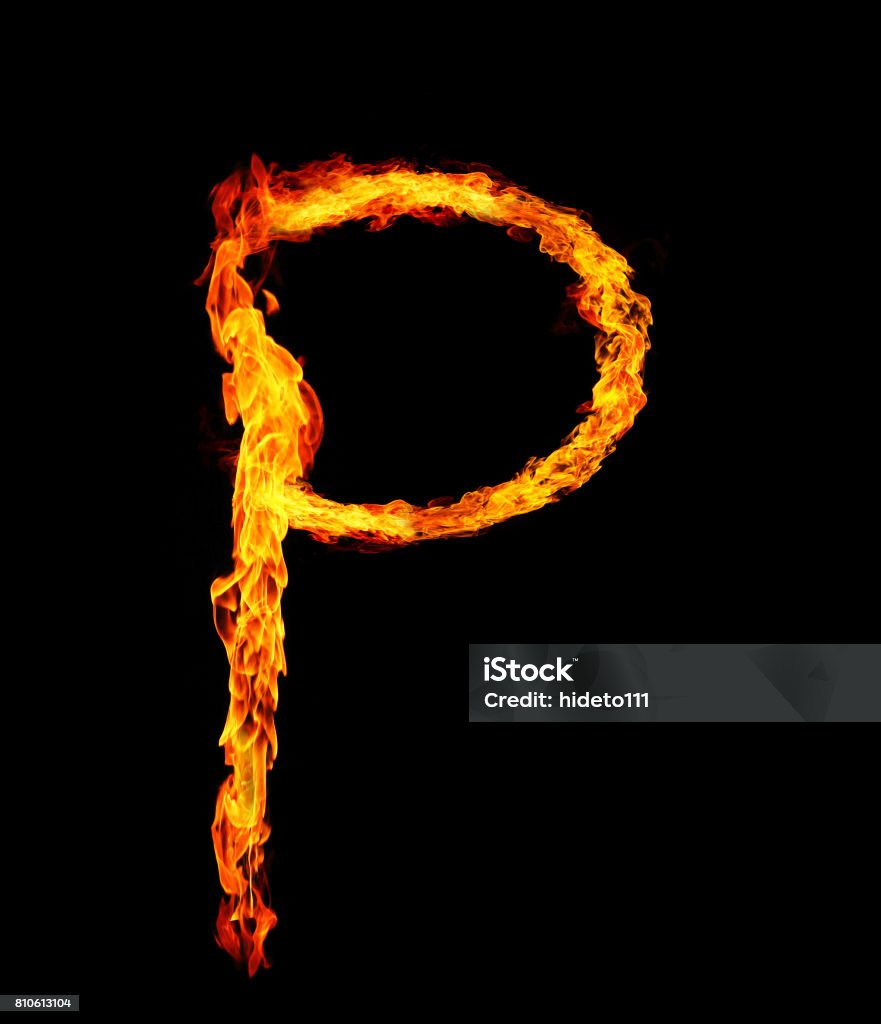 Fire Letter P Of Burning Flame Stock Photo - Download Image Now ...