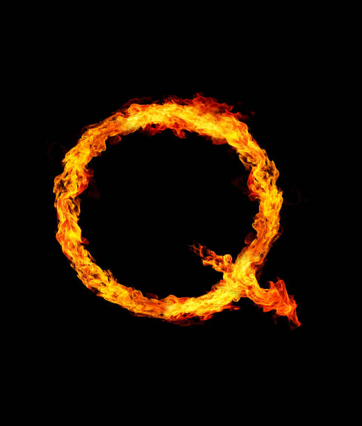 istock Fire letter Q of burning flame. 810613140
