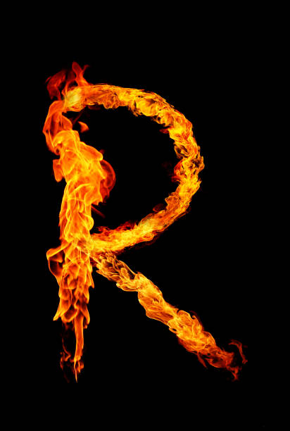 istock Fire letter R of burning flame. 810613186