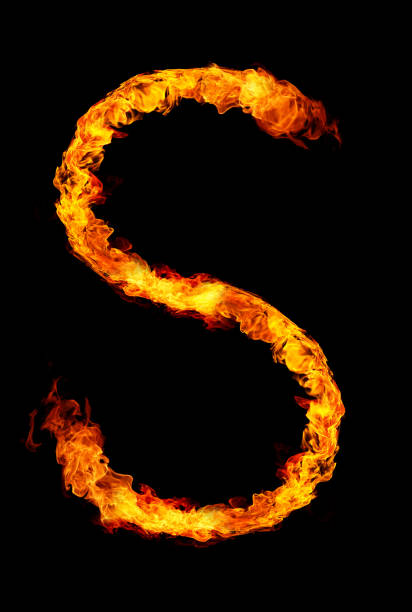 Fire letter S of burning flame. Fire letter S of burning flame. fonts point photos stock pictures, royalty-free photos & images