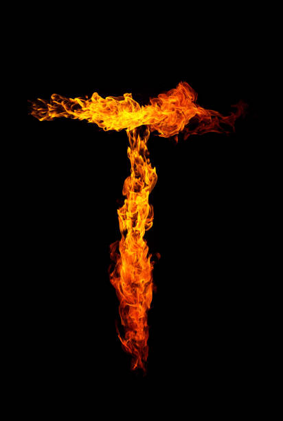 Fire letter T of burning flame. Fire letter T of burning flame. fonts point photos stock pictures, royalty-free photos & images