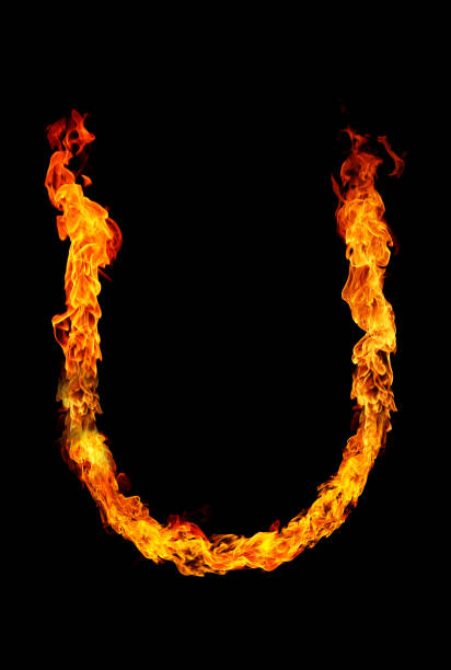 Fire letter U of burning flame. Fire letter U of burning flame. fonts point photos stock pictures, royalty-free photos & images