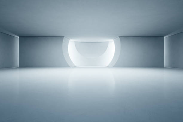 istock Abstract interior design of modern showroom with empty floor and concrete wall background 810613390