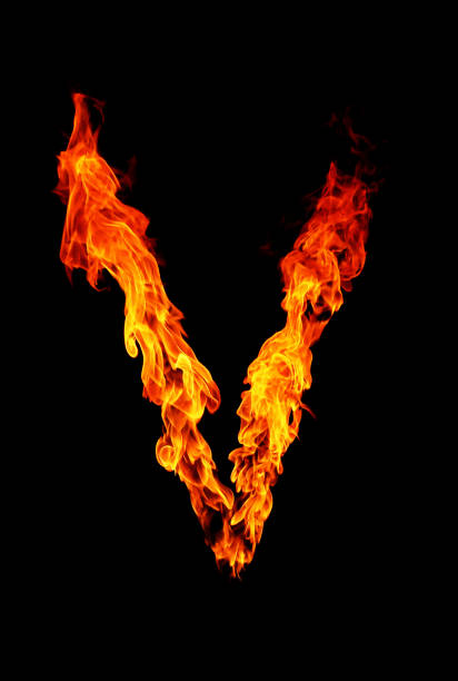 Fire letter V of burning flame. Fire letter V of burning flame. fonts point photos stock pictures, royalty-free photos & images