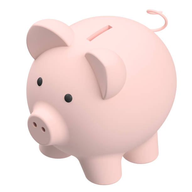 istock Pink piggy bank isolated on white background, 3d render illustration 810613848