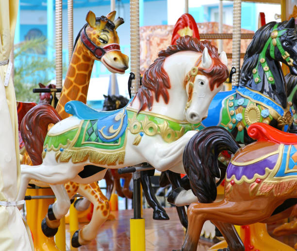 istock Colorful carousel on the playground. 810635090
