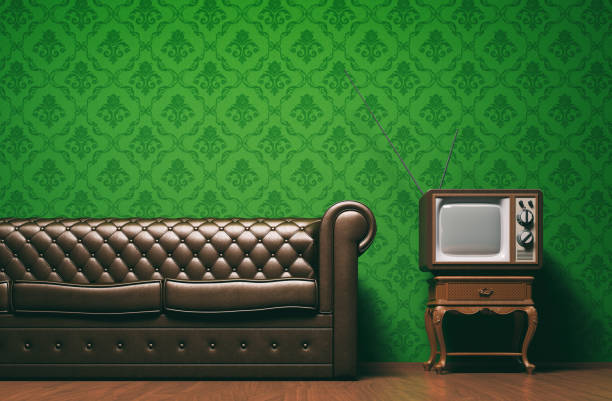 istock Vintage tv room concept with copyspace 810642356