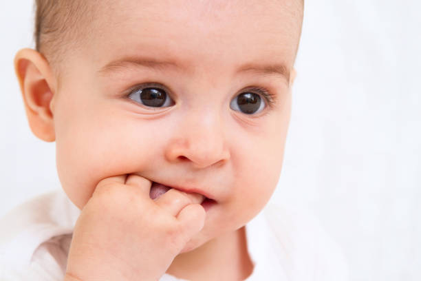 istock Beautiful baby on white background 810671144