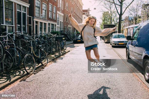 Leaping For Joy Stock Photo - Download Image Now - Jumping, Amsterdam, Happiness