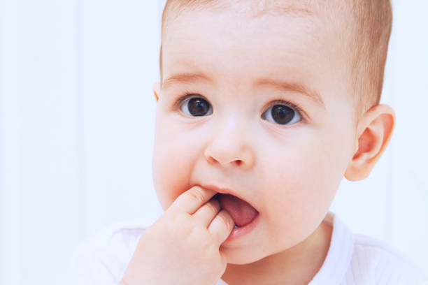 Beautiful baby portrait on white background