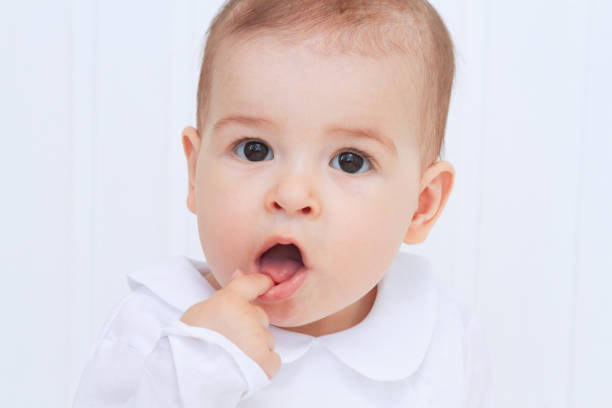 istock Beautiful baby portrait on white background 810689156