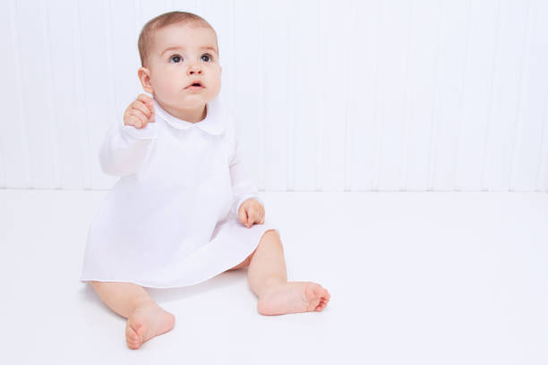 istock Beautiful cute baby on white background 810689300