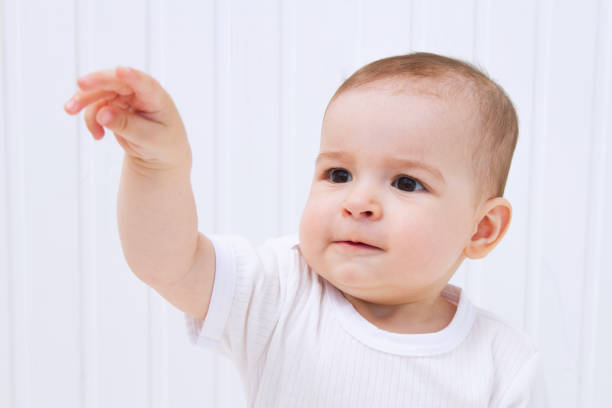istock Beautiful baby portrait on white background 810689494