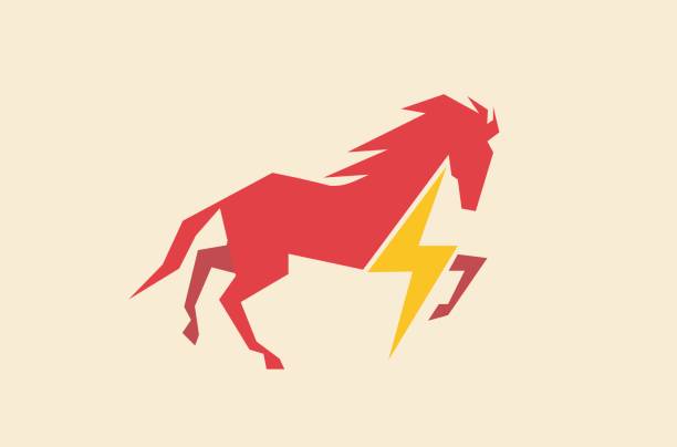 Horse Flash Design Illustration Creative Red Horse Flash Design Illustration charismatic racehorse stock illustrations