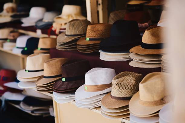 istock Shop selling summer straw hats 810710016