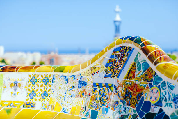 barcelona, katalonien, spanien, park guell - parc guell stock-fotos und bilder