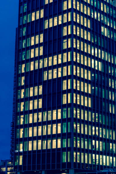 istock Modern office building at night, Hamburg, Germany 810727270