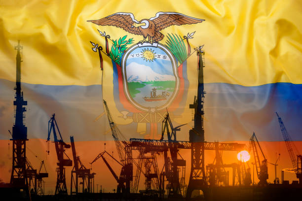 istock Industrial concept with Ecuador flag at sunset 810730074