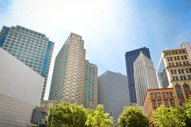 Several buildings in downtown Pittsburgh, PA, USA.