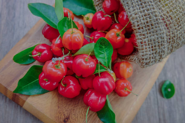 istock Acerola fruit close up on background 810730692
