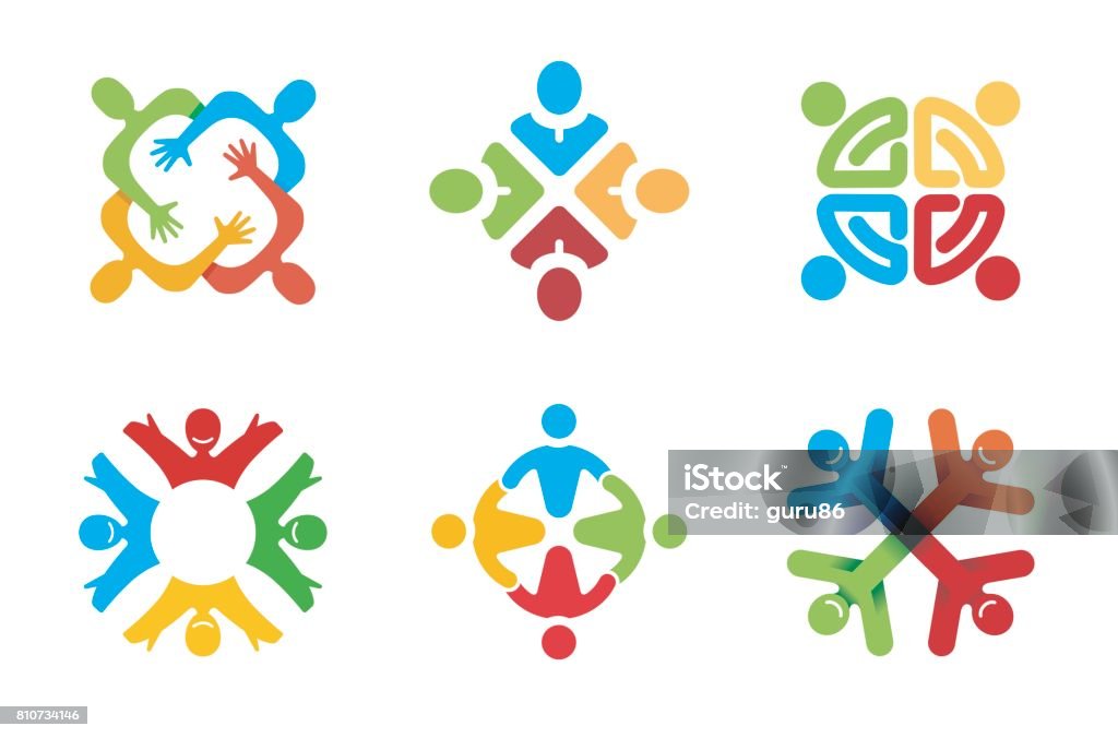 Creative People Group Design Creative And Colorful People Group Design Illustration Four People stock vector