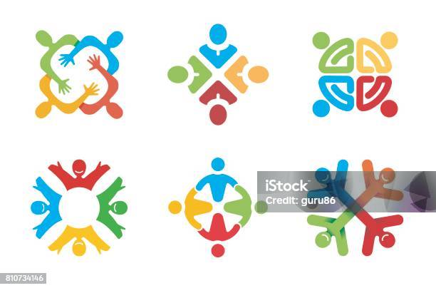 Creative People Group Design Stock Illustration - Download Image Now - Four People, Circle, Holding Hands