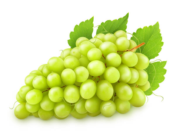 istock Green grape with leaves isolated on a white 810737108