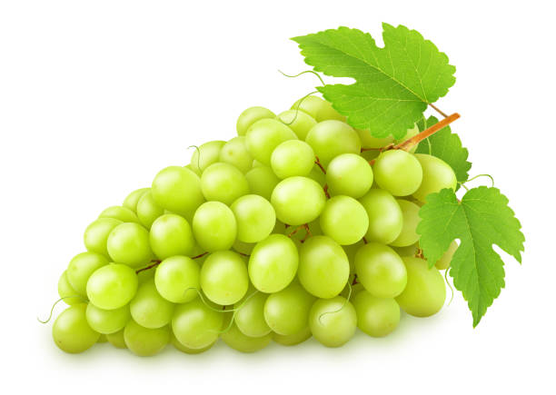 istock Green grape with leaves isolated on a white 810737280