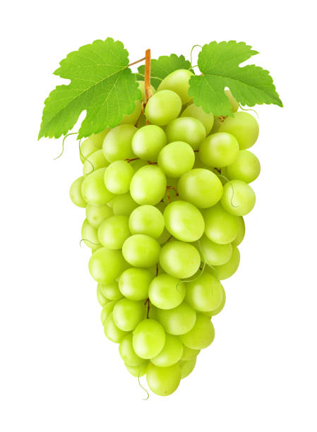 istock Green grape with leaves isolated on a white 810737388