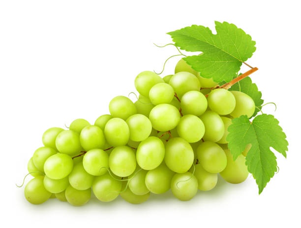 istock Green grape with leaves isolated on a white 810737534