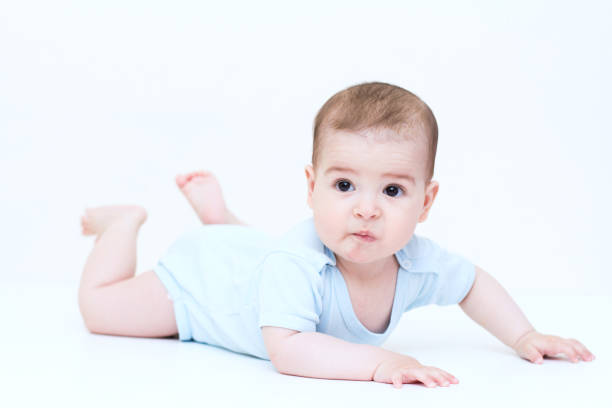 istock Beautiful baby on white background 810744346
