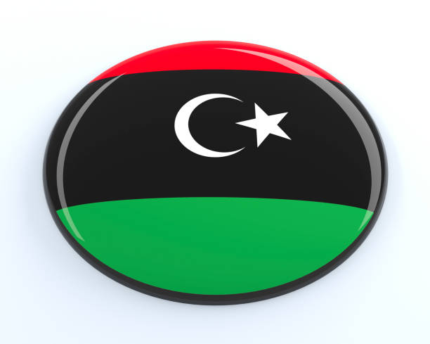 libyen-abzeichen - libya flag libyan flag three dimensional shape stock-fotos und bilder