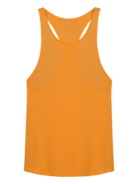 camiseta top sin mangas naranja aislada sobre fondo blanco - shirt women isolated camisole fotografías e imágenes de stock