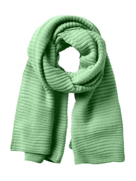 istock Green winter scarf isolated on white 810808994
