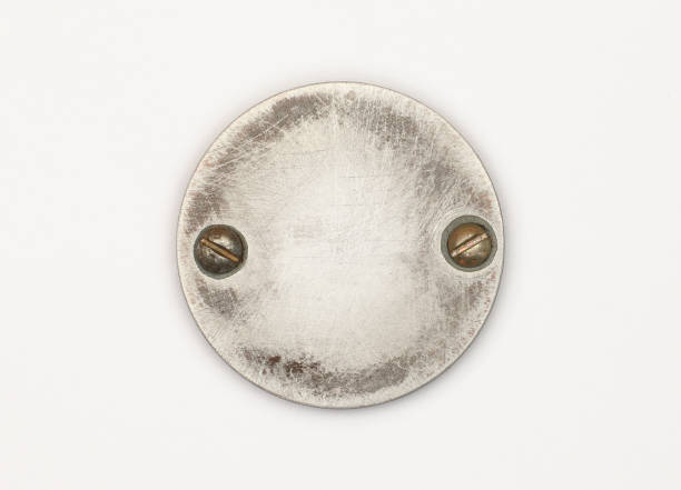 round metal plate - shield bronze gold silver imagens e fotografias de stock