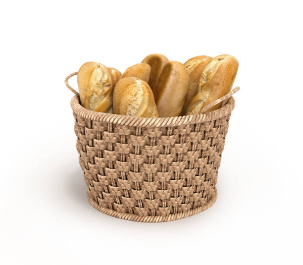 istock bread in wicker basket isolated on white background 3d 810820200