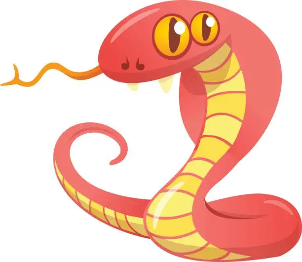 Vector illustration of Cartoon red snake. Vector illustration