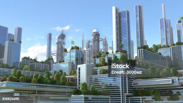 3d Futuristic Green City Stock Photo - Download Image Now - Futuristic, City, Environmental Conservation