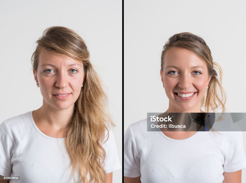 Mujer Antes Y Después Del Maquillaje Con Aerógrafo Y Peluquería Foto de stock y más banco de imágenes de Anticipación - iStock Mujer Antes Y Después Del Maquillaje Con Aerógrafo Y Peluquería Foto de stock y más banco de imágenes de Anticipación - iStock