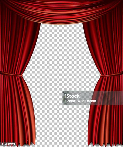 Red Curtain Stock Illustration - Download Image Now - Curtain, Stage Theater, Red