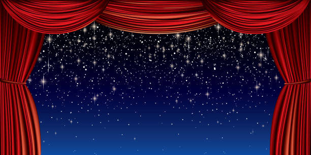 ilustraciones, imágenes clip art, dibujos animados e iconos de stock de cortina roja grande - curtain red stage theater stage