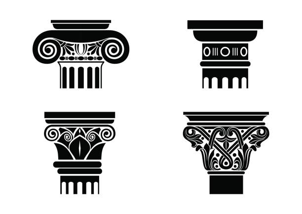 ÐÑÐ½Ð¾Ð²Ð½ÑÐµ RGB A set of different silhouettes of capitals for architectonic columns. Templates in vector graphics ionic stock illustrations