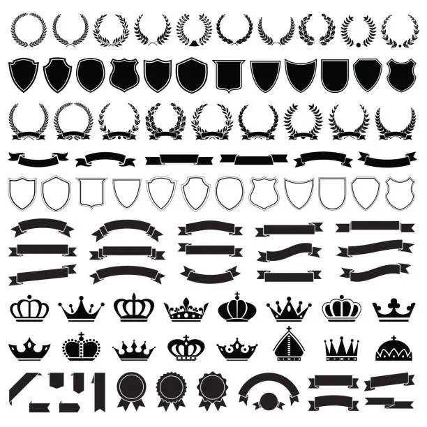 Vector illustration of Heraldic Elements Set - Illustration