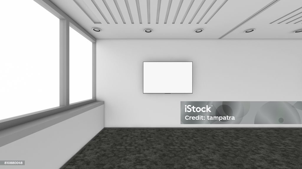Empty Rendered Room Modern Empty Room 3d Render Interior Design Mock Up Illustration Stock ...