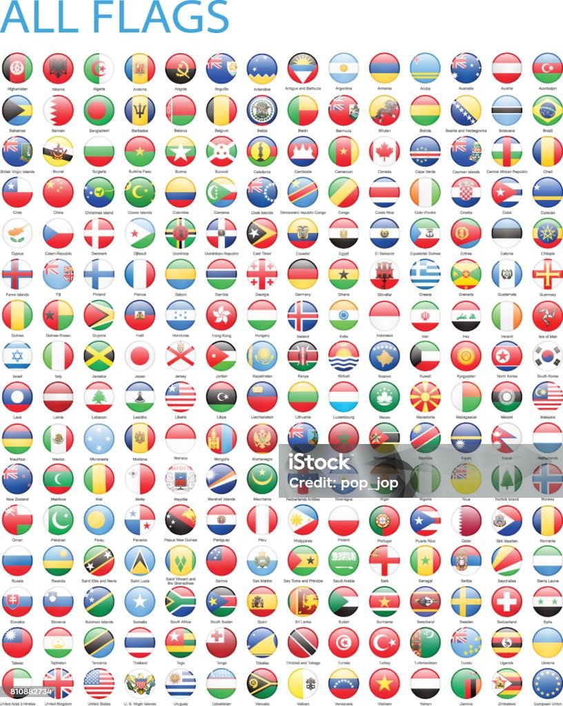 Tous les drapeaux du monde partie d'icônes-Illustration - clipart vectoriel de Drapeau national libre de droits